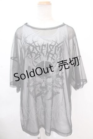 画像: REFLEM / シアーメッシュ半袖Tシャツ+スカルプリントタンクトップ2Pセット F ブラック×ホワイト Y-24-11-30-041-PU-TS-SZ-ZY