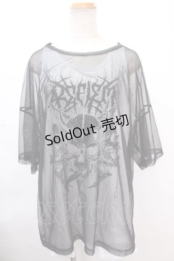 画像1: REFLEM / シアーメッシュ半袖Tシャツ+スカルプリントタンクトップ2Pセット F ブラック×ホワイト Y-24-11-30-041-PU-TS-SZ-ZY (1)