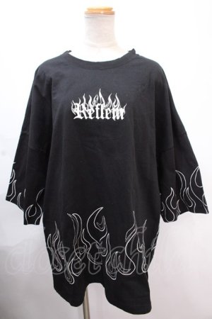 画像: REFLEM / ファイヤーパターンTシャツ F ブラック×シルバーストーン Y-24-11-30-046-PU-TO-SZ-ZY