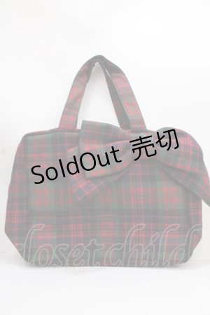 画像: Jane Marple / Tartan checkリボンBag  レッド Y-24-11-30-019-JM-BG-SZ-ZY