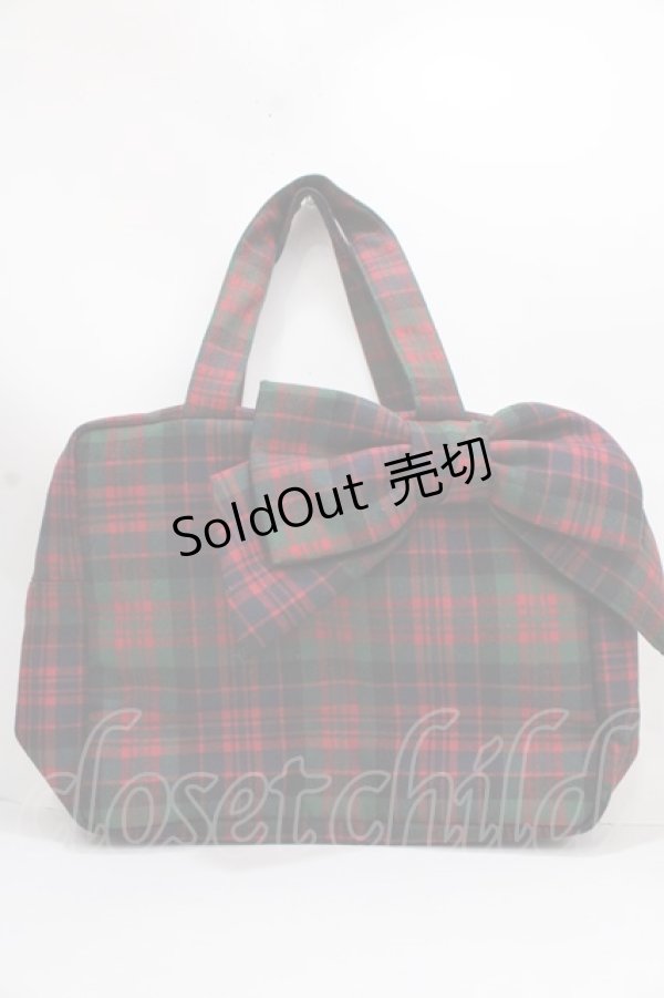 画像1: Jane Marple / Tartan checkリボンBag  レッド Y-24-11-30-019-JM-BG-SZ-ZY (1)