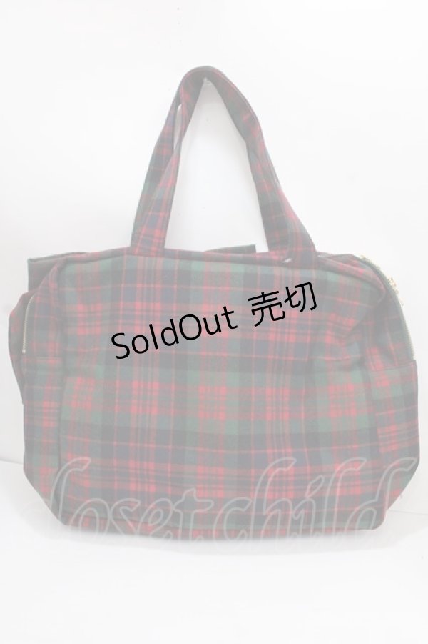 画像2: Jane Marple / Tartan checkリボンBag  レッド Y-24-11-30-019-JM-BG-SZ-ZY (2)