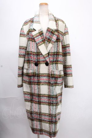 画像: Candy Stripper / SHAGGY TARTAN CHECK CHESTER FIELDコート  白 Y-24-12-05-156-PU-CO-AS-ZY