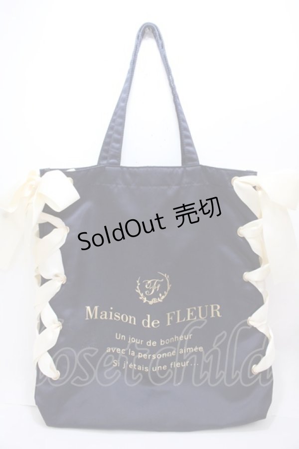 画像1: Maison de FLEUR / ラフォーレ原宿限定レースアップトートバッグ F ネイビー Y-24-12-13-041-LO-BG-SZ-ZY (1)