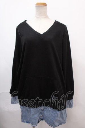 画像: NieR Clothing / DENIM FAKE LAYERED PULLOVER F 黒 Y-24-12-21-084-PU-TO-SZ-ZY