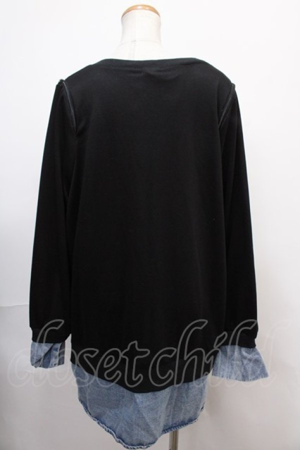 画像2: NieR Clothing / DENIM FAKE LAYERED PULLOVER F 黒 Y-24-12-21-084-PU-TO-SZ-ZY (2)