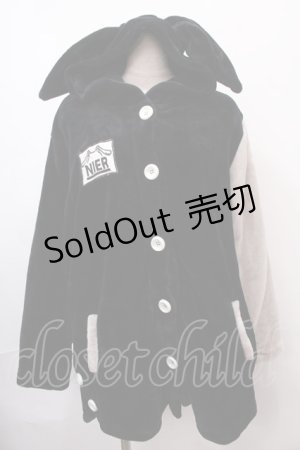 画像: NieR Clothing / うさ耳付きふわふわ防寒RABBIT PARKA F 黒×グレー Y-24-12-21-086-PU-TO-SZ-ZY