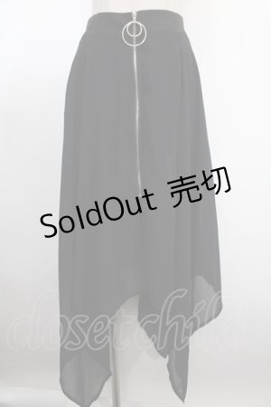 画像: NieR Clothing / フロントZIPイレギュラースカート  黒 Y-25-01-16-150-PU-SK-SZ-ZY