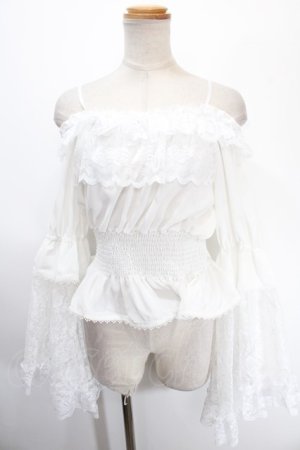 画像: MAJOH / PRINCESS LACE SLEEVE トップス  ホワイト Y-25-01-16-021-GO-TO-SZ-ZY