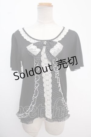 画像: axes femme / ドットシフォン切替Tシャツ M 黒 Y-25-02-06-125-AX-TS-SZ-ZY