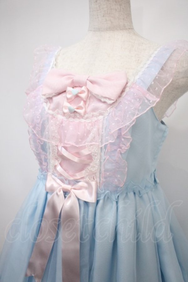 画像3: Angelic Pretty / Lovelyオーガンジージャンパースカート  サックス×ピンク Y-25-02-27-087-AP-OP-SZ-ZY (3)