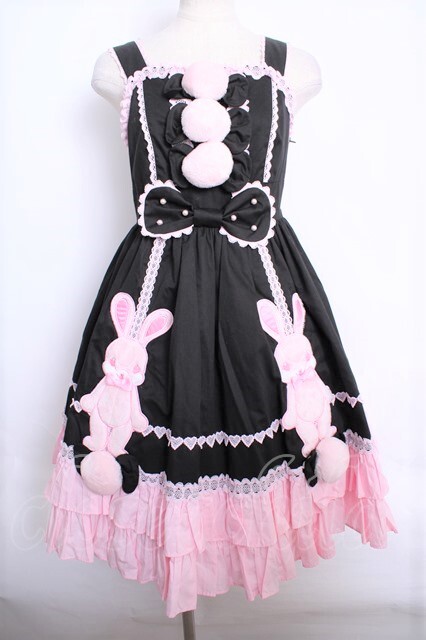 Angelic Pretty なかよしバニージャンパースカート ひざ丈ワンピース