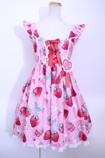 Angelic Pretty / Fresh Strawberry Dinerジャンパースカート  Y-23-01-17-056y-1-OP-AP-L-SZ-ZY-R - closet child オンラインショップ