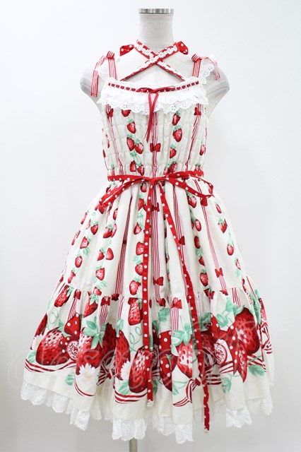 Angelic Pretty / 摘みたていちごシャーリングジャンパースカート H-23