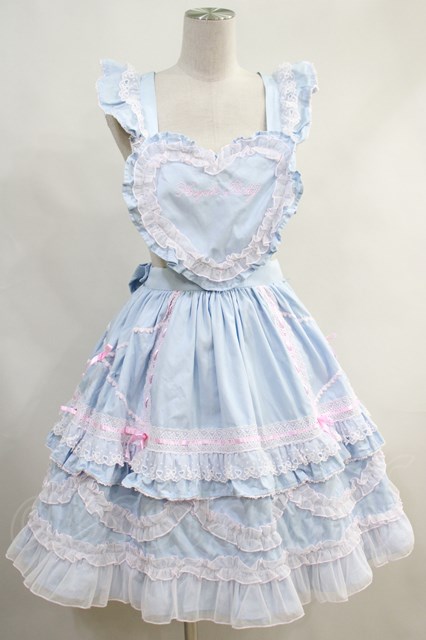 Angelic Pretty / Heart胸あて付スカート(無地) Free サックス H-23-11