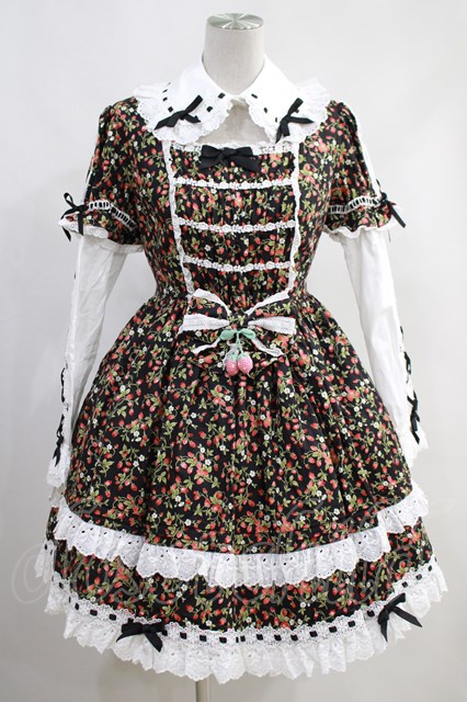 Angelic Pretty / いちごプリンセスワンピース Free ブラック H-23-11-27-017-AP-OP-NS-ZH -  closet child オンラインショップ