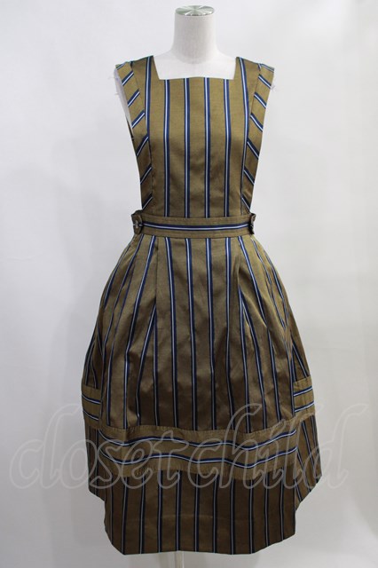 Jane Marple / Regimental stripe dormitory skirt オーカー H-24-01 