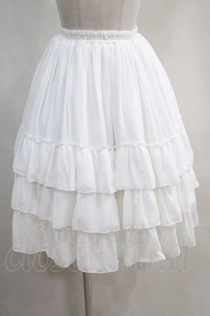 ATELIER PIERROT / Three-Tiered Ruffle Chiffon Skirt ホワイト H-24 