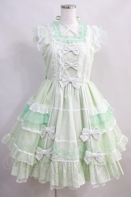 Angelic Pretty / Candyストライプリボンワンピース F ミント H-24-06-24-1005-AP-OP-NS-ZH -  closet child オンラインショップ