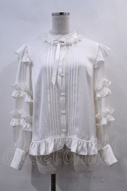 Angelic Pretty / Elegant Frillブラウス 白 I-23-11-03-012-AP-BL-HD