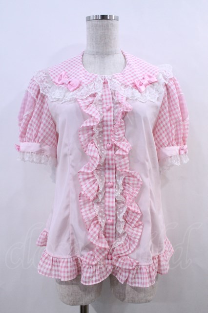 Angelic Pretty / Lovelyチェックブラウス ピンク I-23-12-31-026-AP