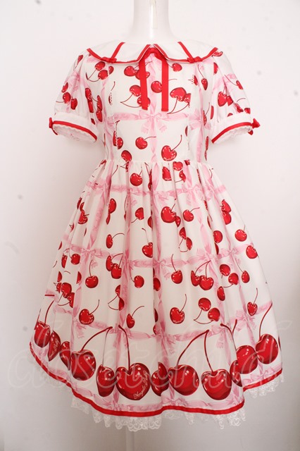 Angelic Pretty Creamy Cherry ピンク - ひざ丈ワンピース