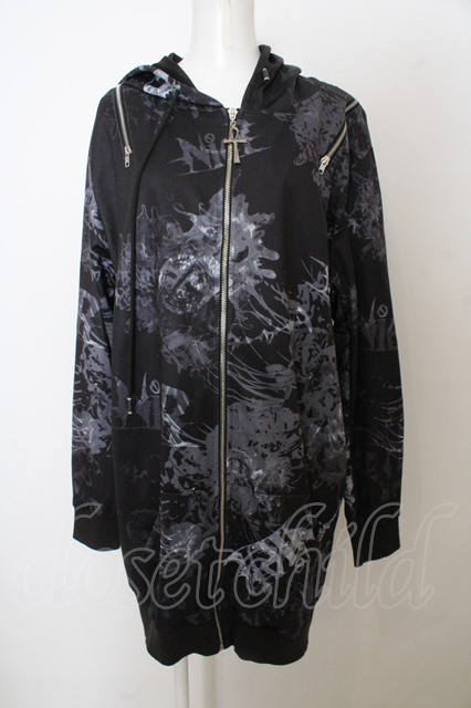 NieR Clothing / 2WAY OFF-Shoulder ZIP PARKA【彼岸花(黒)】パーカー