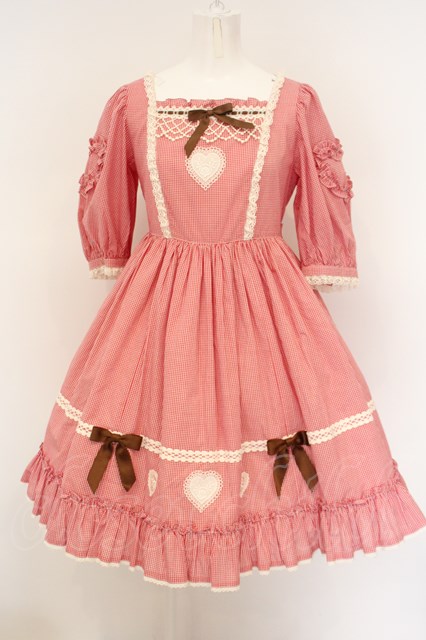 Angelic Pretty / Petit Gingham Heartワンピース アカ O-24-01-21-036 