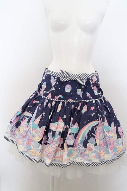 右側にサイズ調整のゴム付きですAngelic Pretty / MilkyPlanetスカート（2013年） ネイビー O-24-02-12 ... 9675円