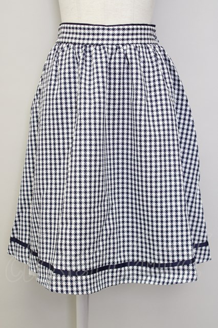 axes femme POETIQUE / チューリップブーケ刺繍スカート M 紺×白 T-23 