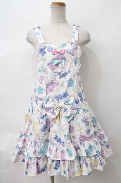 Angelic Pretty / Jelly Candy Toysハートサロペット シロ Y-24-03-12 